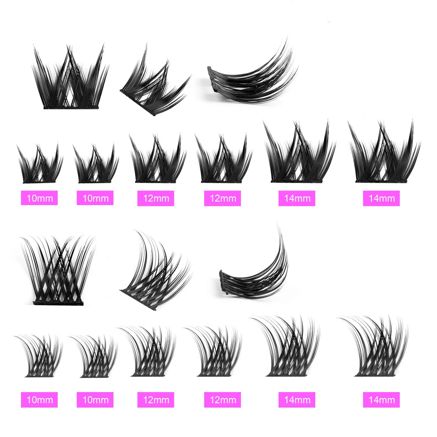 DIY False Eyelashes 126 Clusters Curved Mixed Single 10-14mm - Image 5