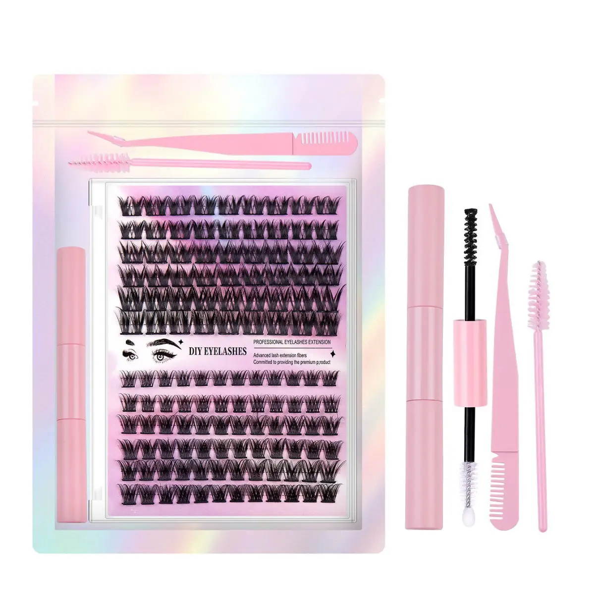 DIY False Eyelashes 126 Clusters Curved Mixed Single 10-14mm - Image 8