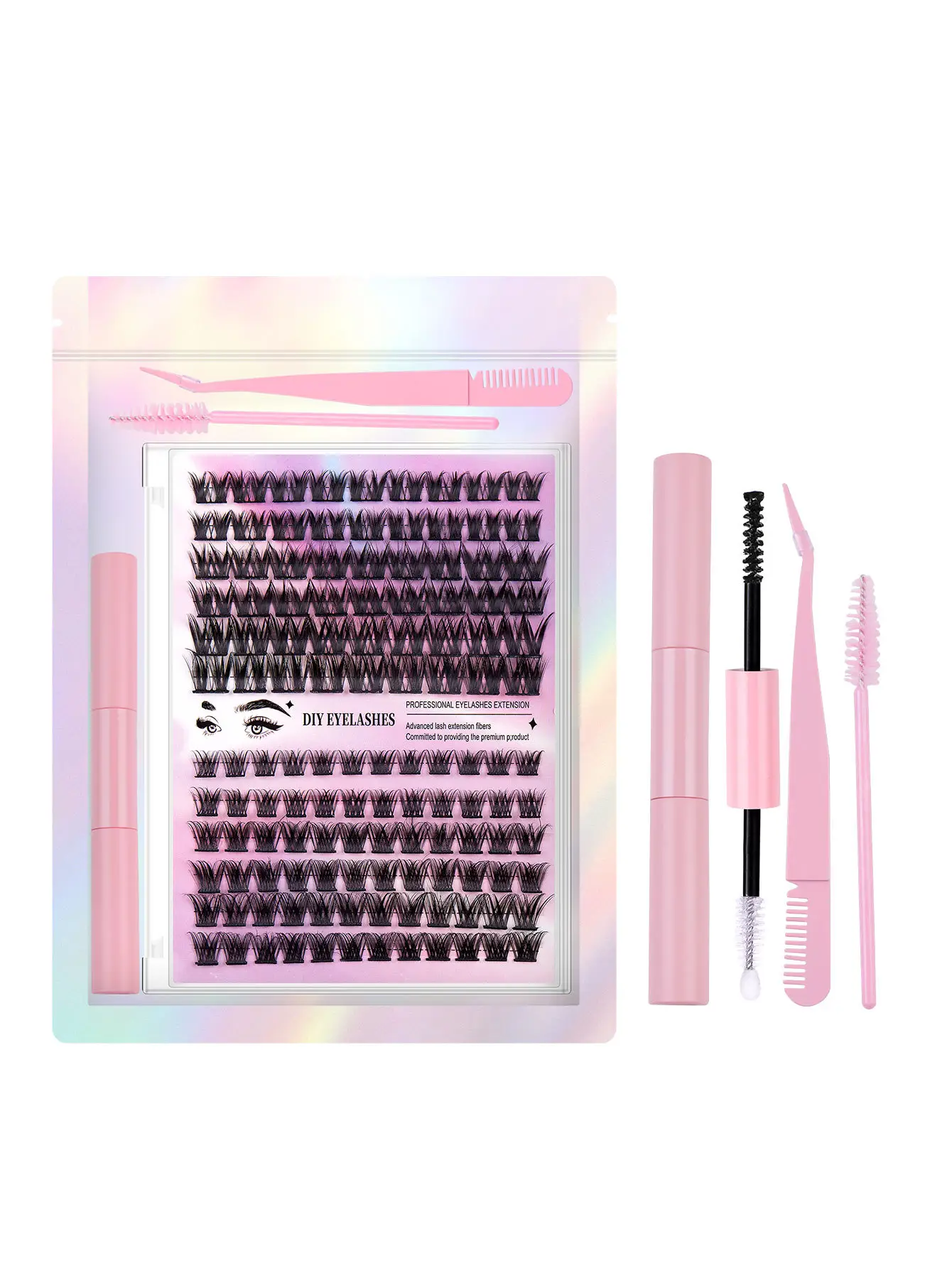 DIY False Eyelashes 126 Clusters Curved Mixed Single 10-14mm - Image 2