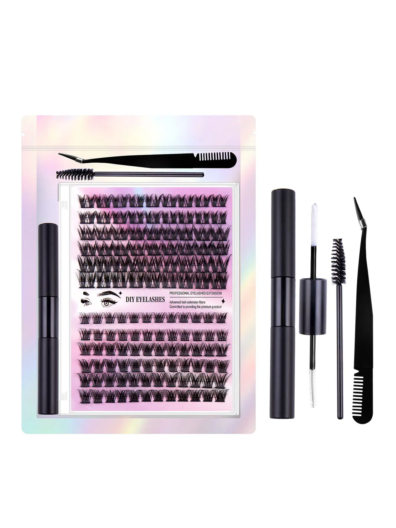 DIY False Eyelashes 126 Clusters Curved Mixed Single 10-14mm - Image 3