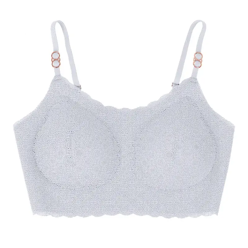 Light Gray Lace Push Up Bra for Women - Image 3