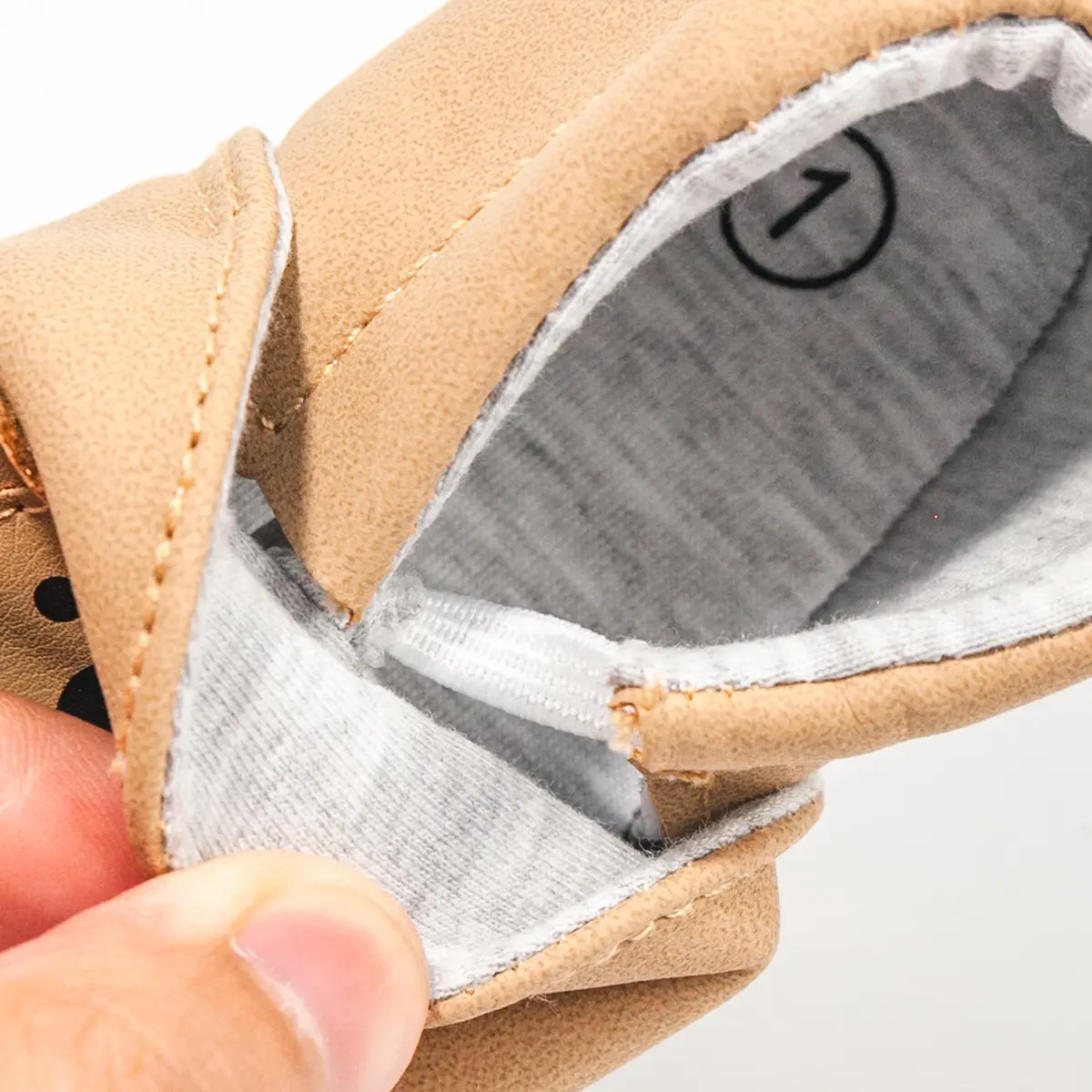 Cartoon Bear Head Soft Baby Shoes Tan - Image 4