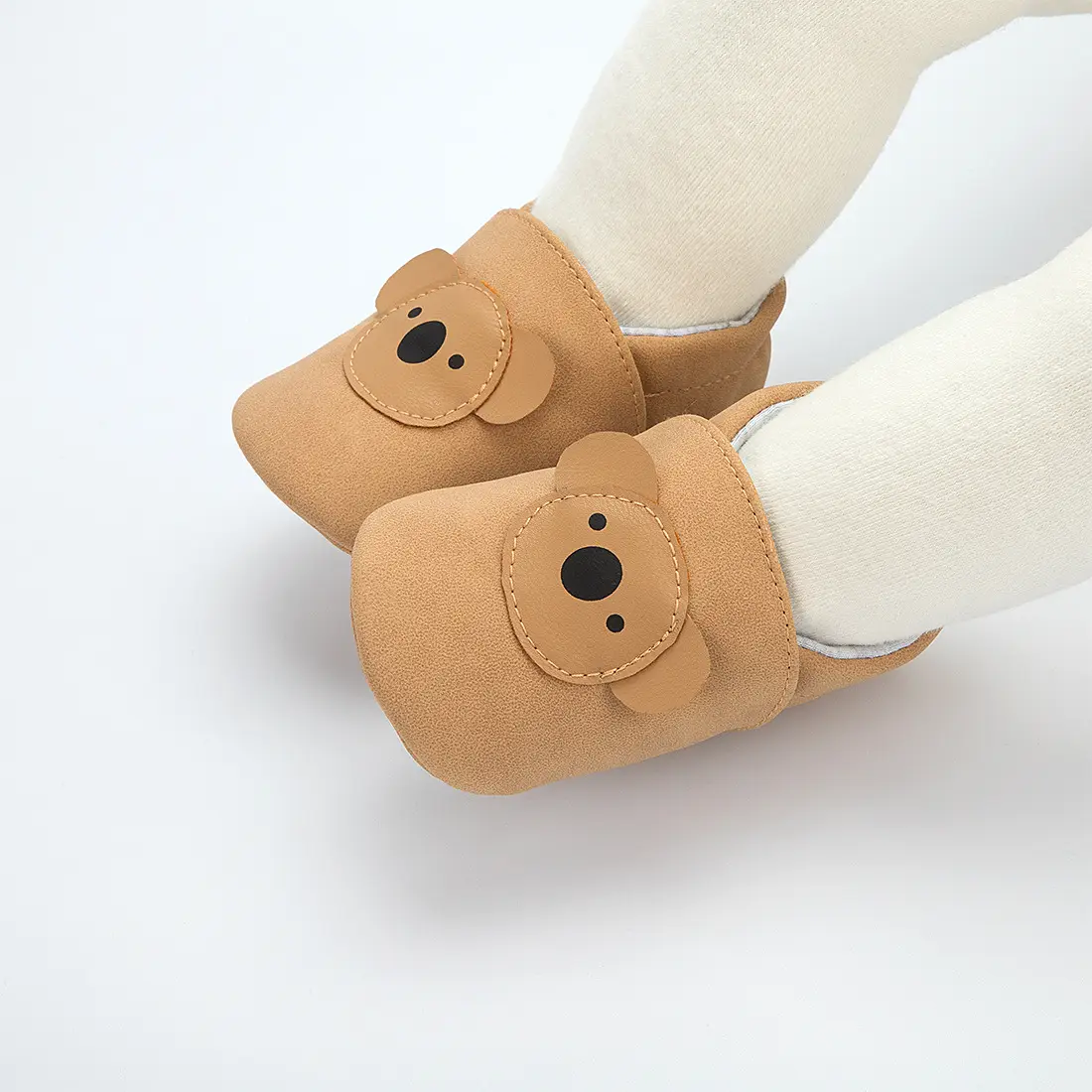 Cartoon Bear Head Soft Baby Shoes Tan - Image 6