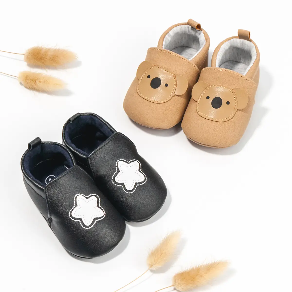 Cartoon Bear Head Soft Baby Shoes Tan — feature 4