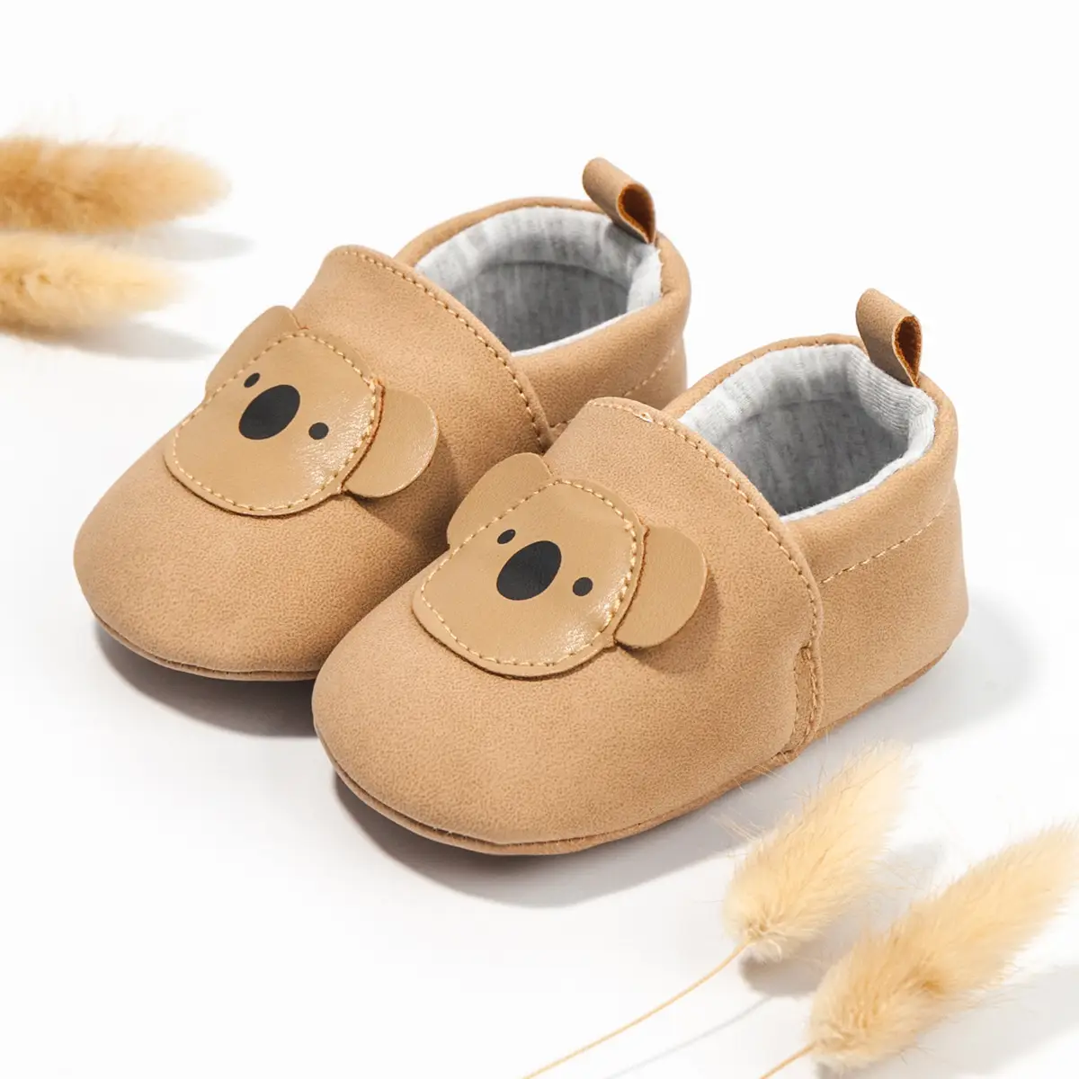 Cartoon Bear Head Soft Baby Shoes Tan — feature 5
