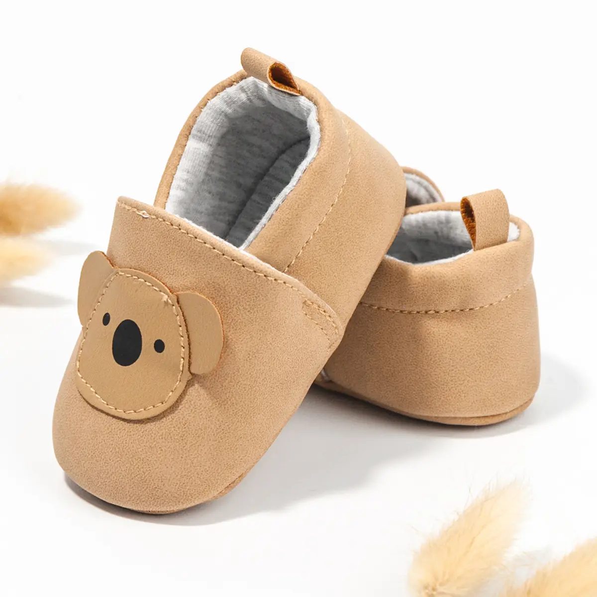 Cartoon Bear Head Soft Baby Shoes Tan — feature 6
