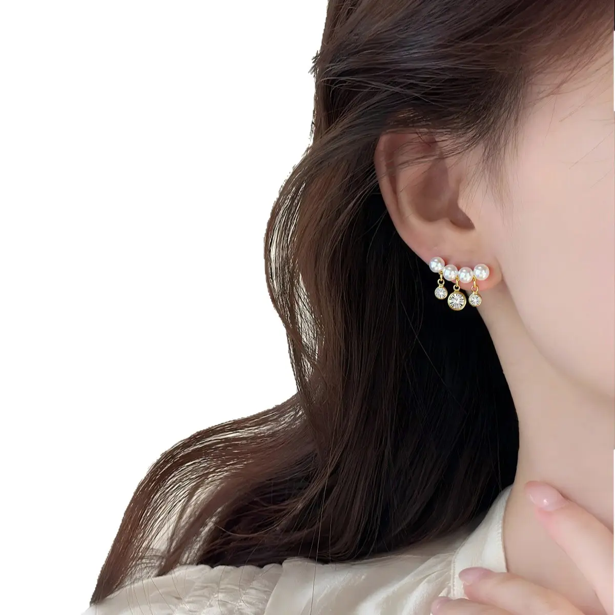 Natural Pearl Earrings for Women 18K Gold Filled Multi-Zircon - Image 7