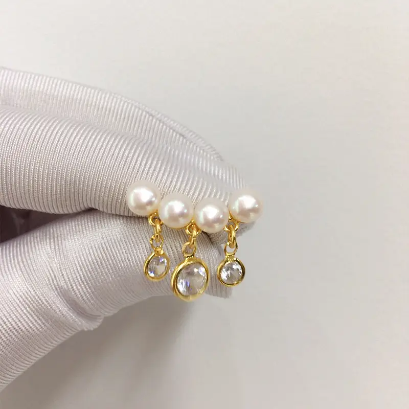 Natural Pearl Earrings for Women 18K Gold Filled Multi-Zircon — feature 6
