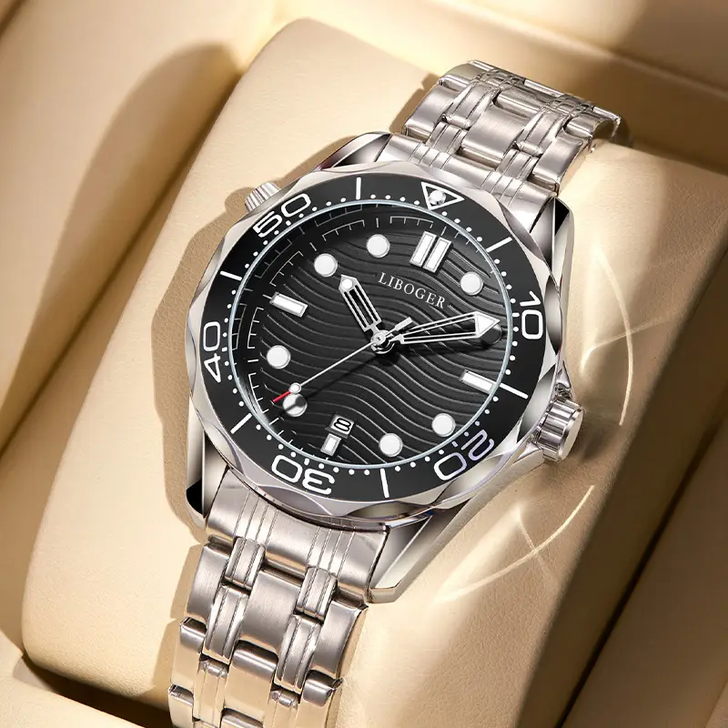 Men's Blue Dial Steel Band Quartz Watch