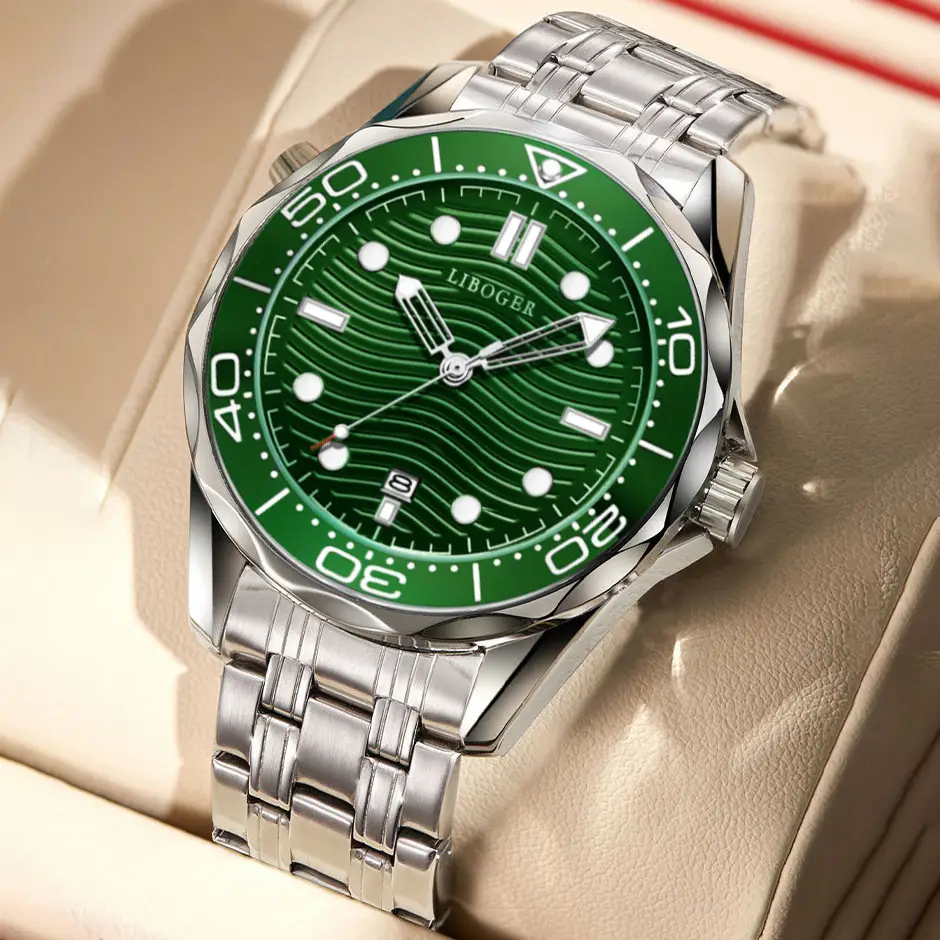 Men's Blue Dial Steel Band Quartz Watch