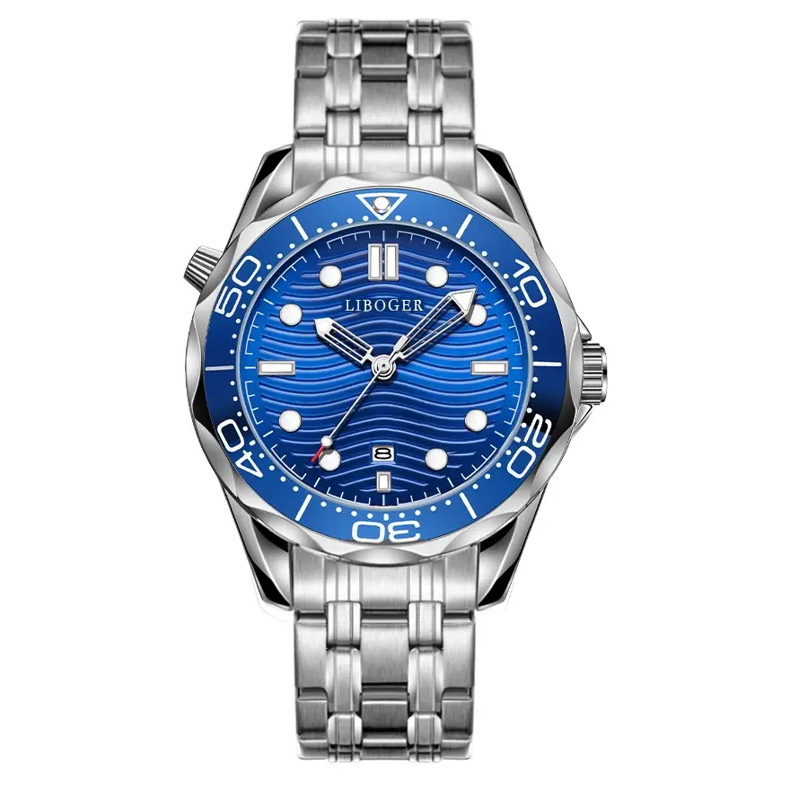 Men's Blue Dial Steel Band Quartz Watch — feature 2