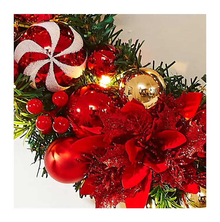 Christmas Wreath Vine Ring with Glowing Balls & Pine Cones 40cm — feature 11