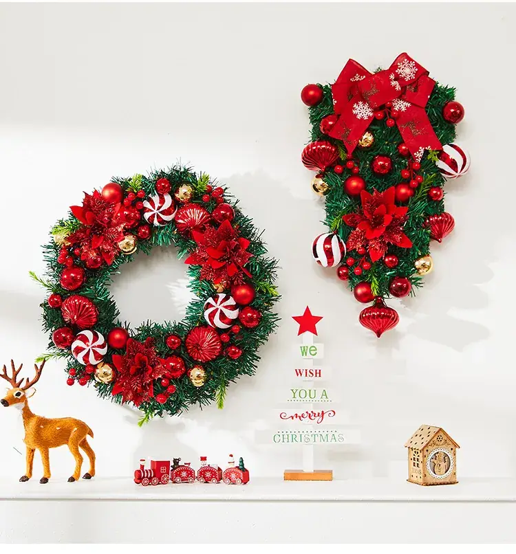 Christmas Wreath Vine Ring with Glowing Balls & Pine Cones 40cm — feature 12