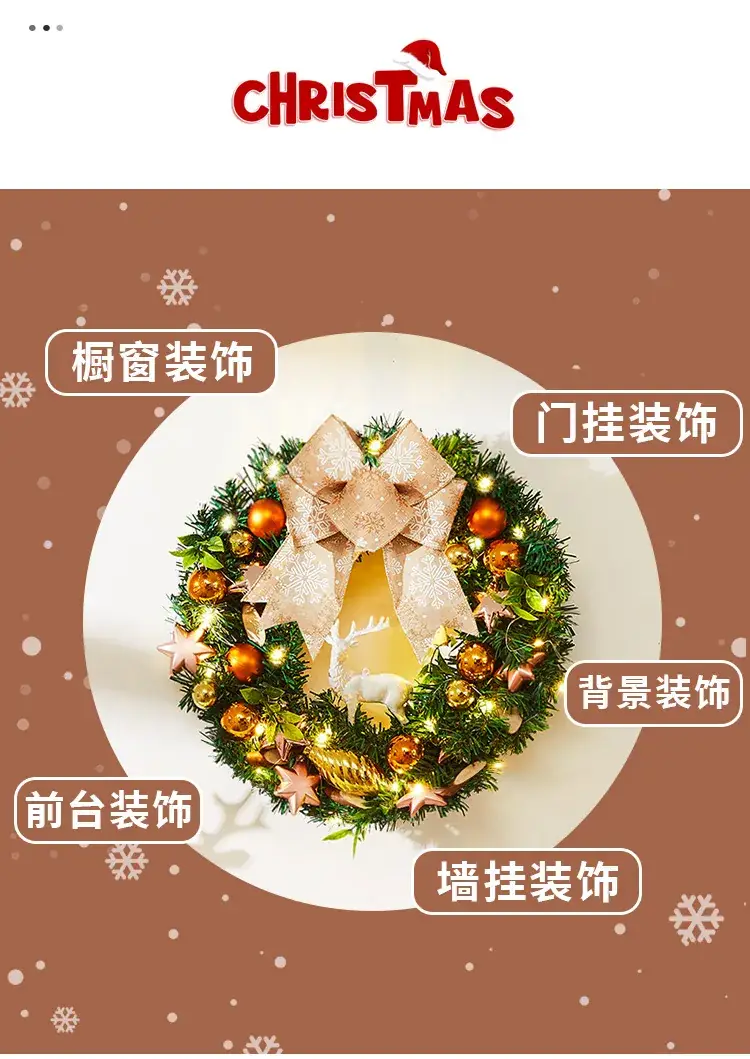 Christmas Wreath Vine Ring with Glowing Balls & Pine Cones 40cm — feature 3