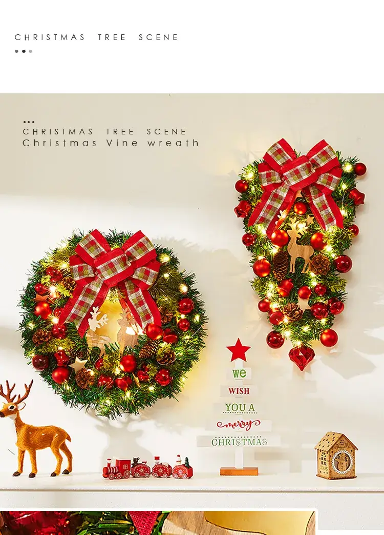 Christmas Wreath Vine Ring with Glowing Balls & Pine Cones 40cm — feature 5