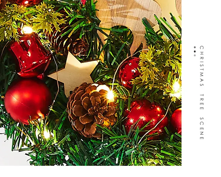 Christmas Wreath Vine Ring with Glowing Balls & Pine Cones 40cm — feature 6