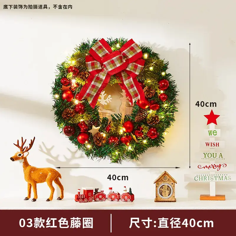 Christmas Wreath Vine Ring with Glowing Balls & Pine Cones 40cm - Image 3