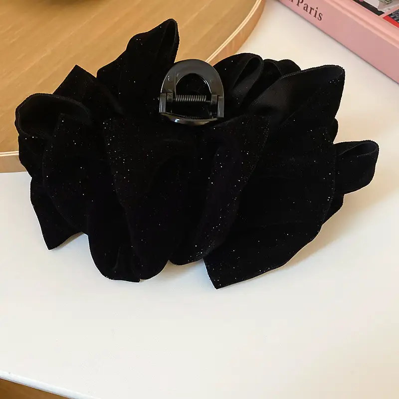 Black Star Bow Hairpin with Red Velvet Clip - Image 8