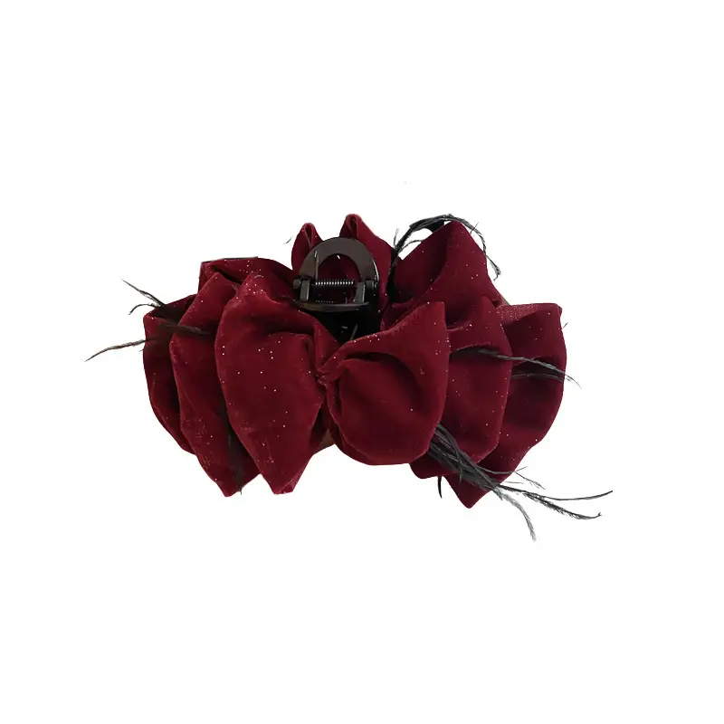 Black Star Bow Hairpin with Red Velvet Clip - Image 11