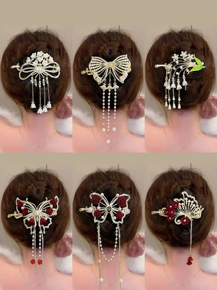 High-End Butterfly Hairpin with Rhinestone & Frog Buckle — feature 5