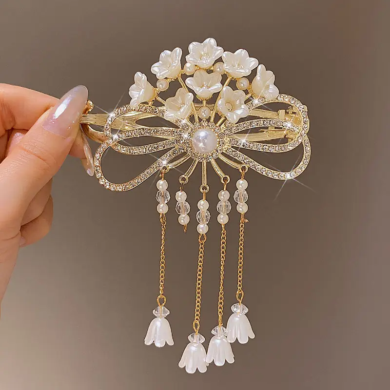 High-End Butterfly Hairpin with Rhinestone & Frog Buckle