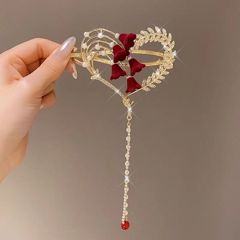 High-End Butterfly Hairpin with Rhinestone & Frog Buckle