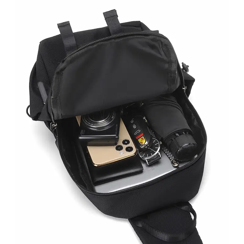 Men's Black Casual Shoulder Bag Lightweight Sports Travel Bag - Image 7