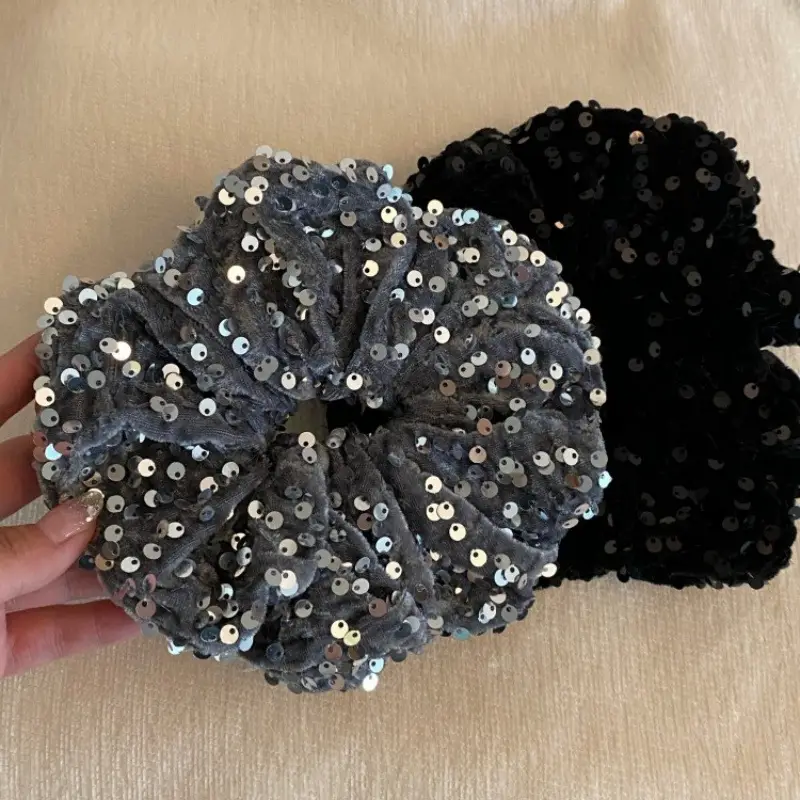Silver Sequin High Ponytail Hair Band for Women - Image 4