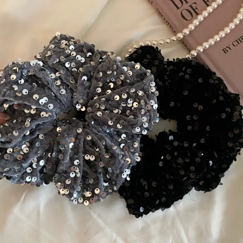 Silver Sequin High Ponytail Hair Band for Women — feature 1