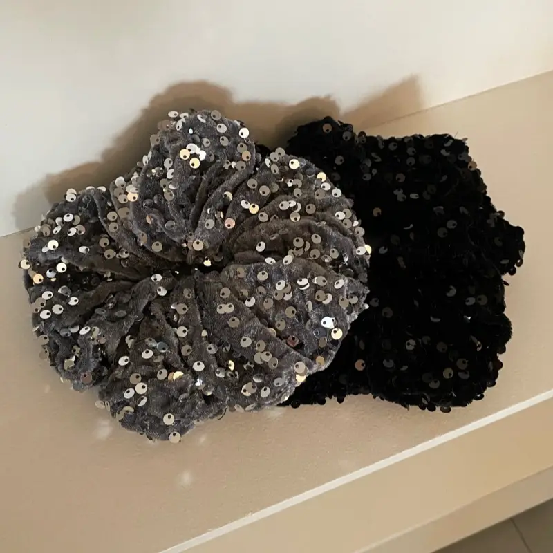 Silver Sequin High Ponytail Hair Band for Women — feature 3