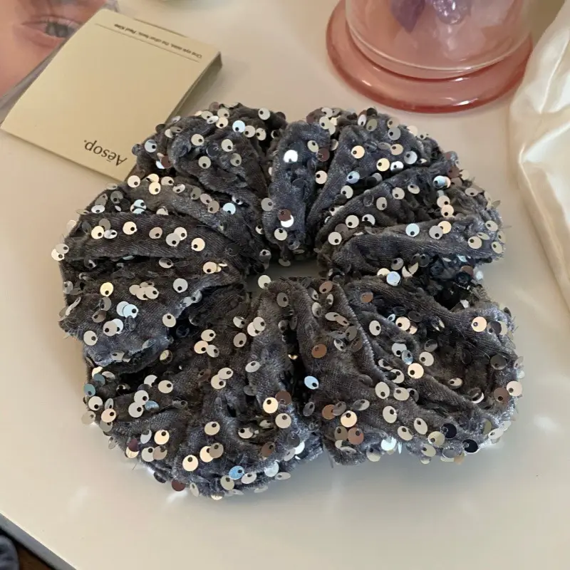 Silver Sequin High Ponytail Hair Band for Women — feature 4