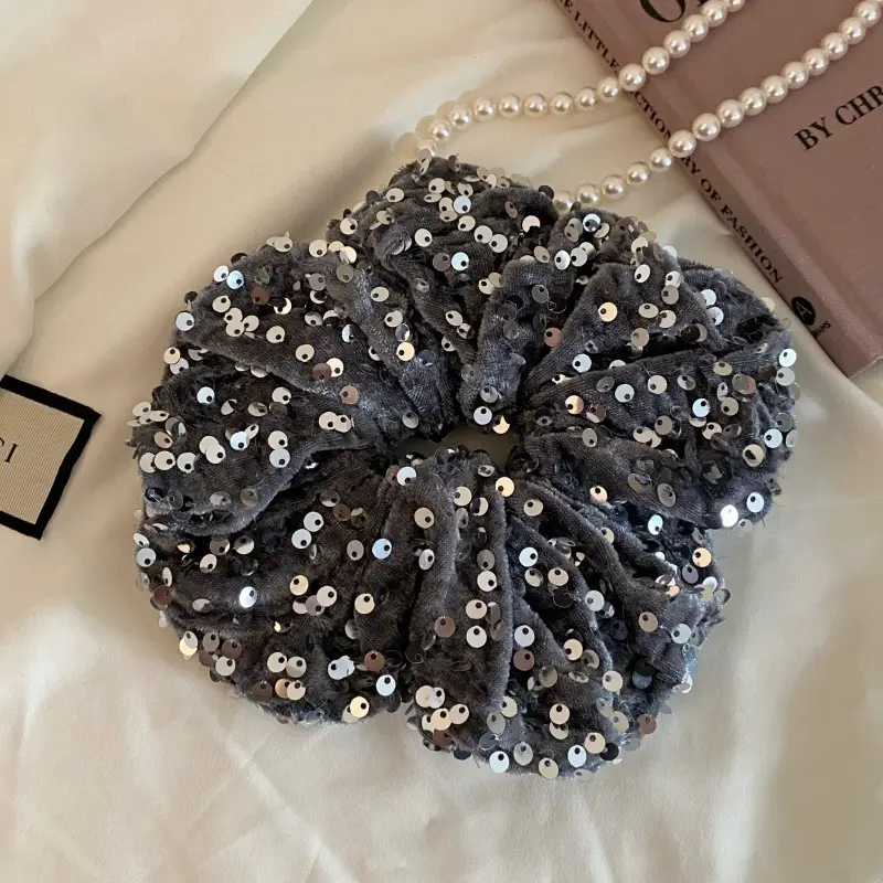 Silver Sequin High Ponytail Hair Band for Women — feature 5