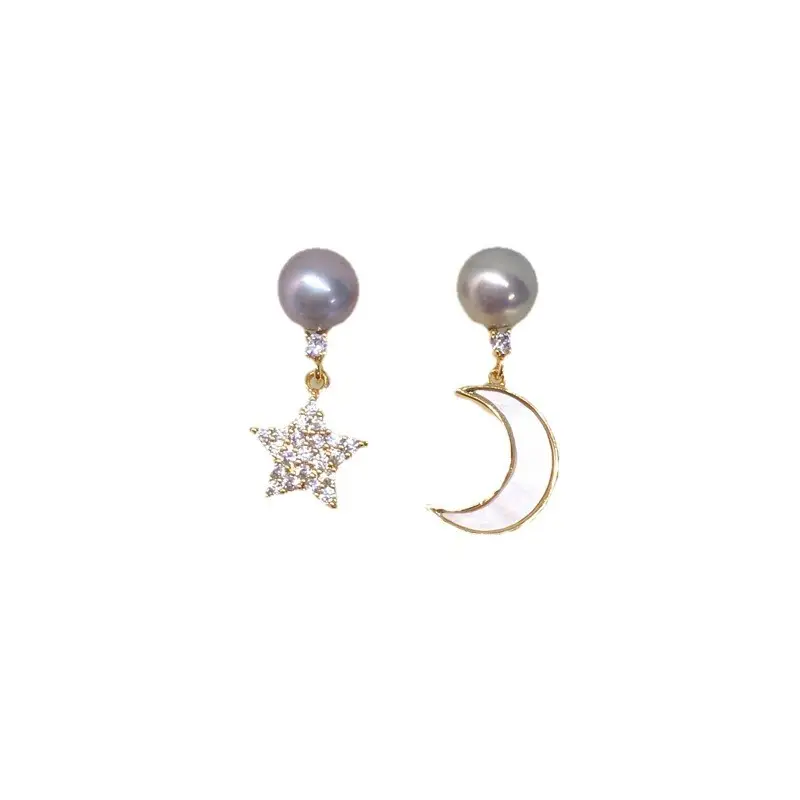 Women Star & Moon Pearl Earrings 18K Gold Filled - Image 6