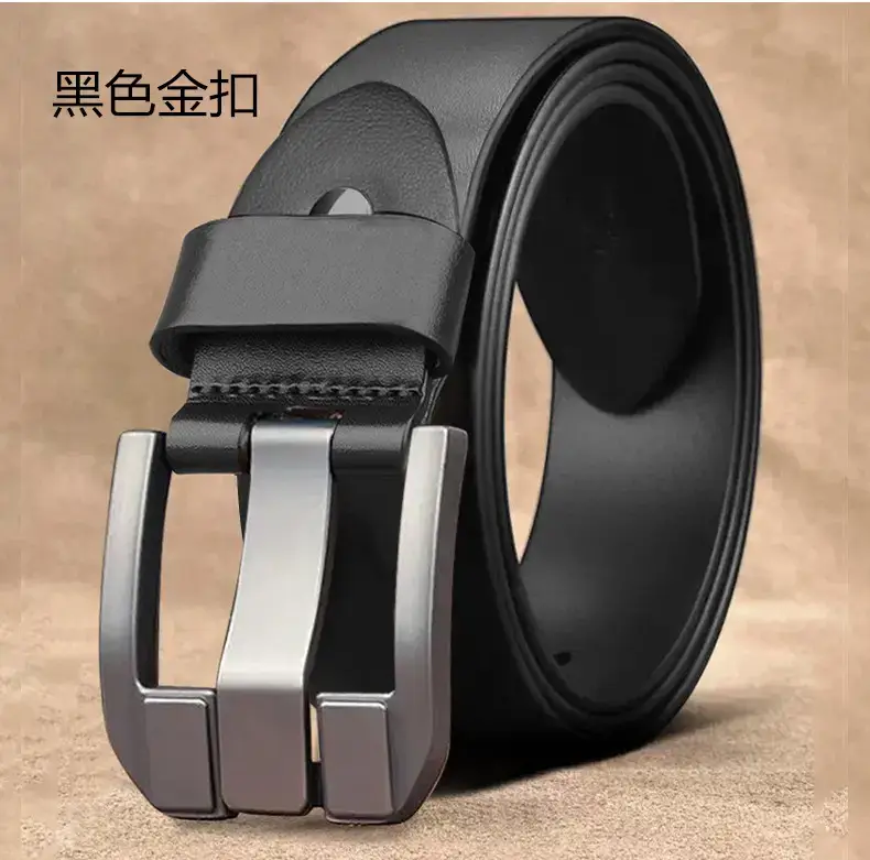 Men's Brown Buckle Belt with Silver Plate — feature 15