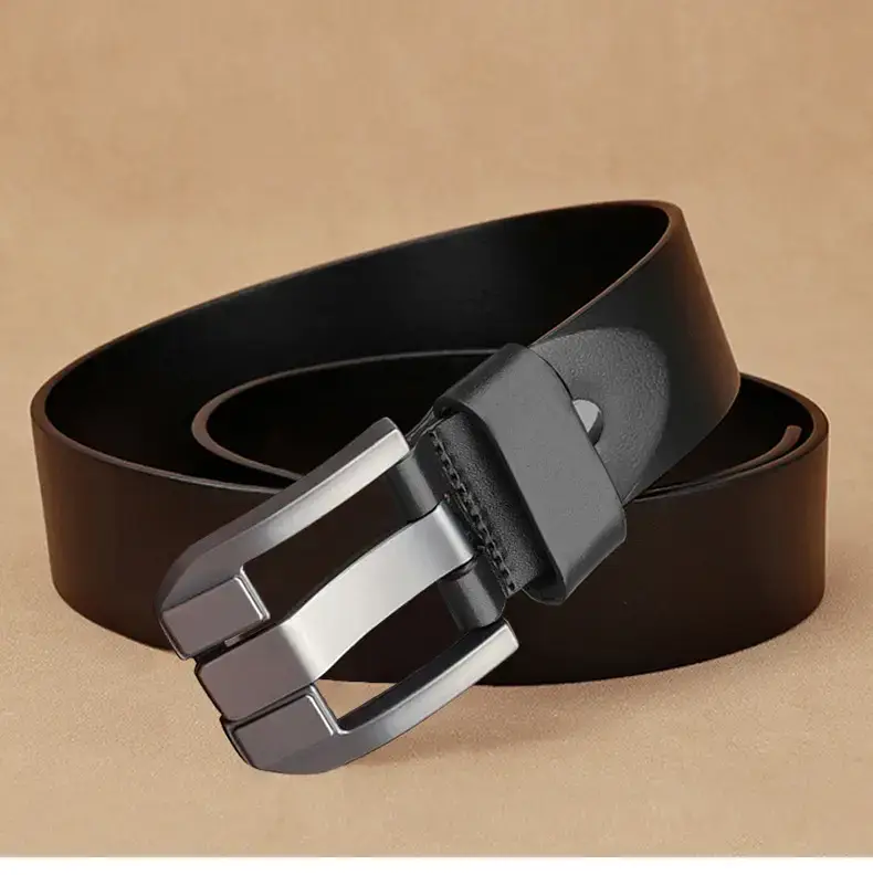 Men's Brown Buckle Belt with Silver Plate — feature 17