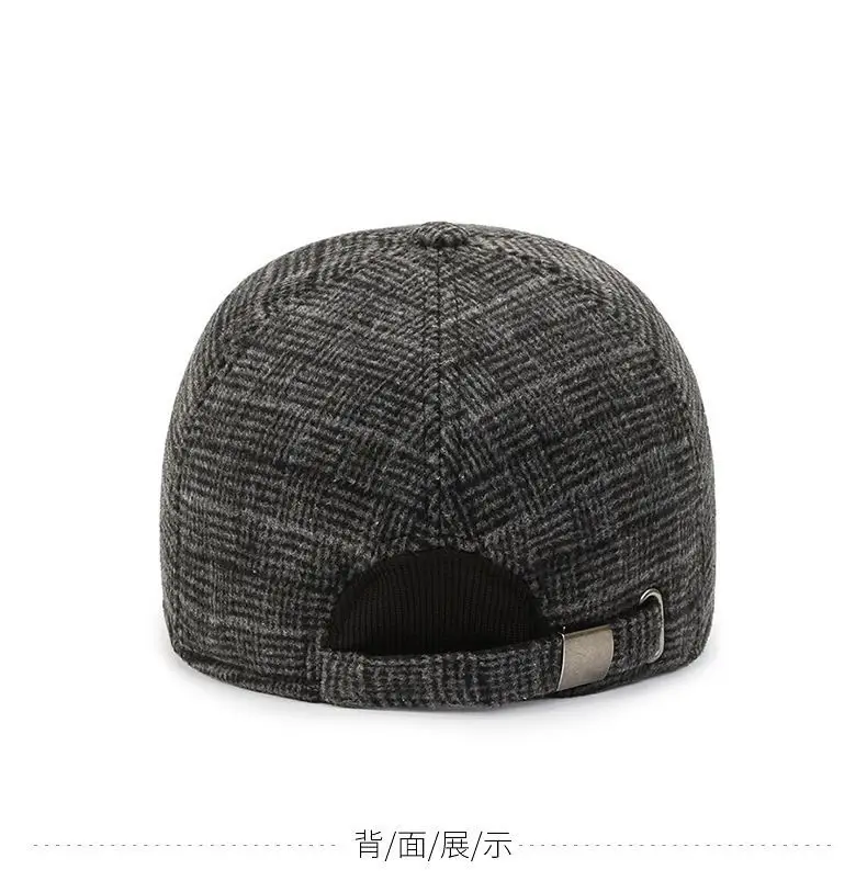 Men Winter Plaid Cap with Ear Protection Brown — feature 9