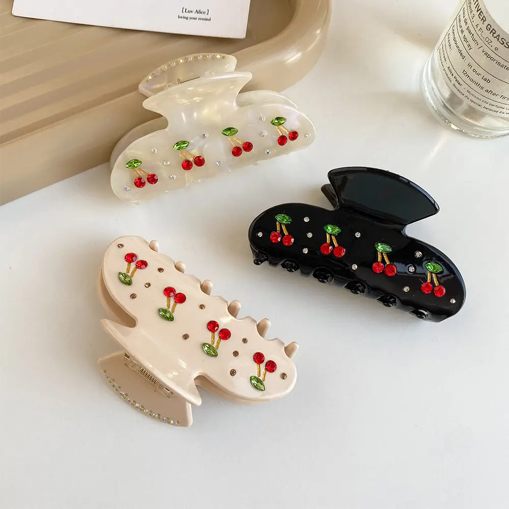 French Style Cherry Hairpin with Acetate Grip - Image 5
