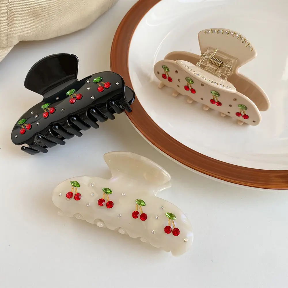 French Style Cherry Hairpin with Acetate Grip - Image 7