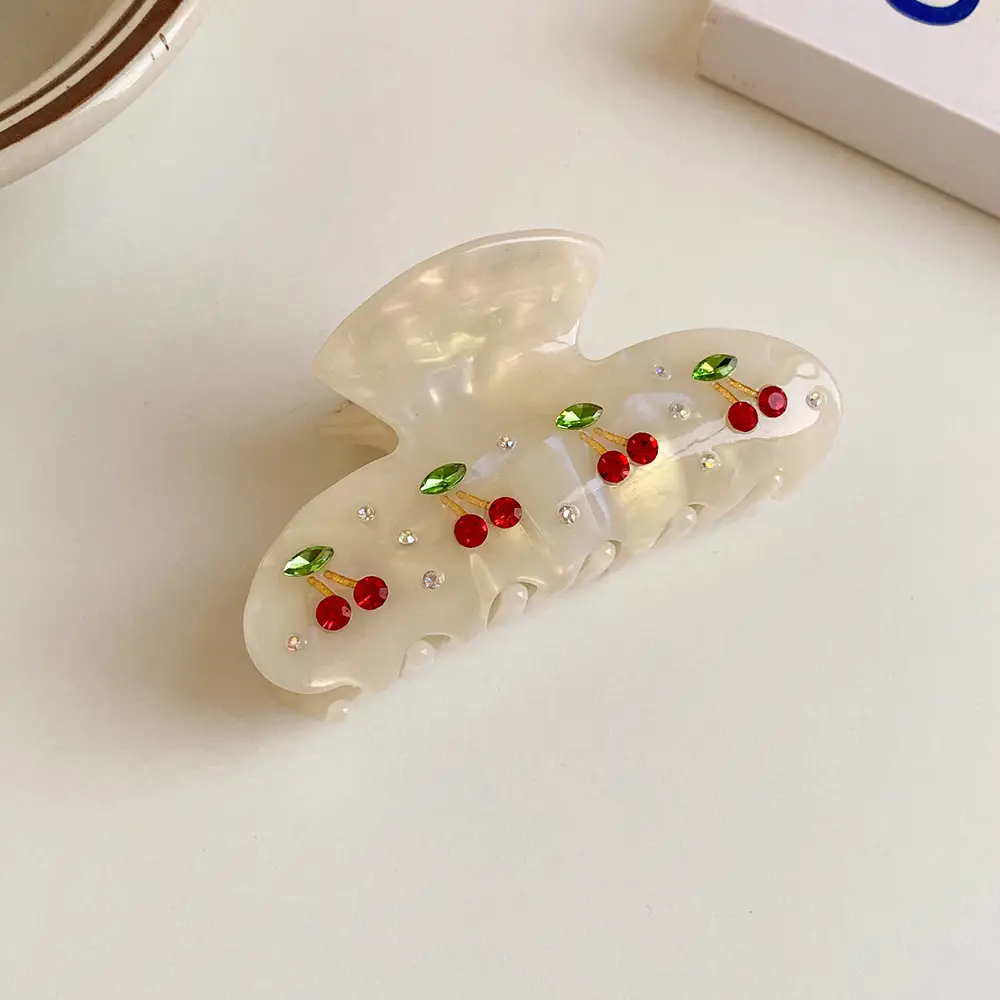French Style Cherry Hairpin with Acetate Grip - Image 2