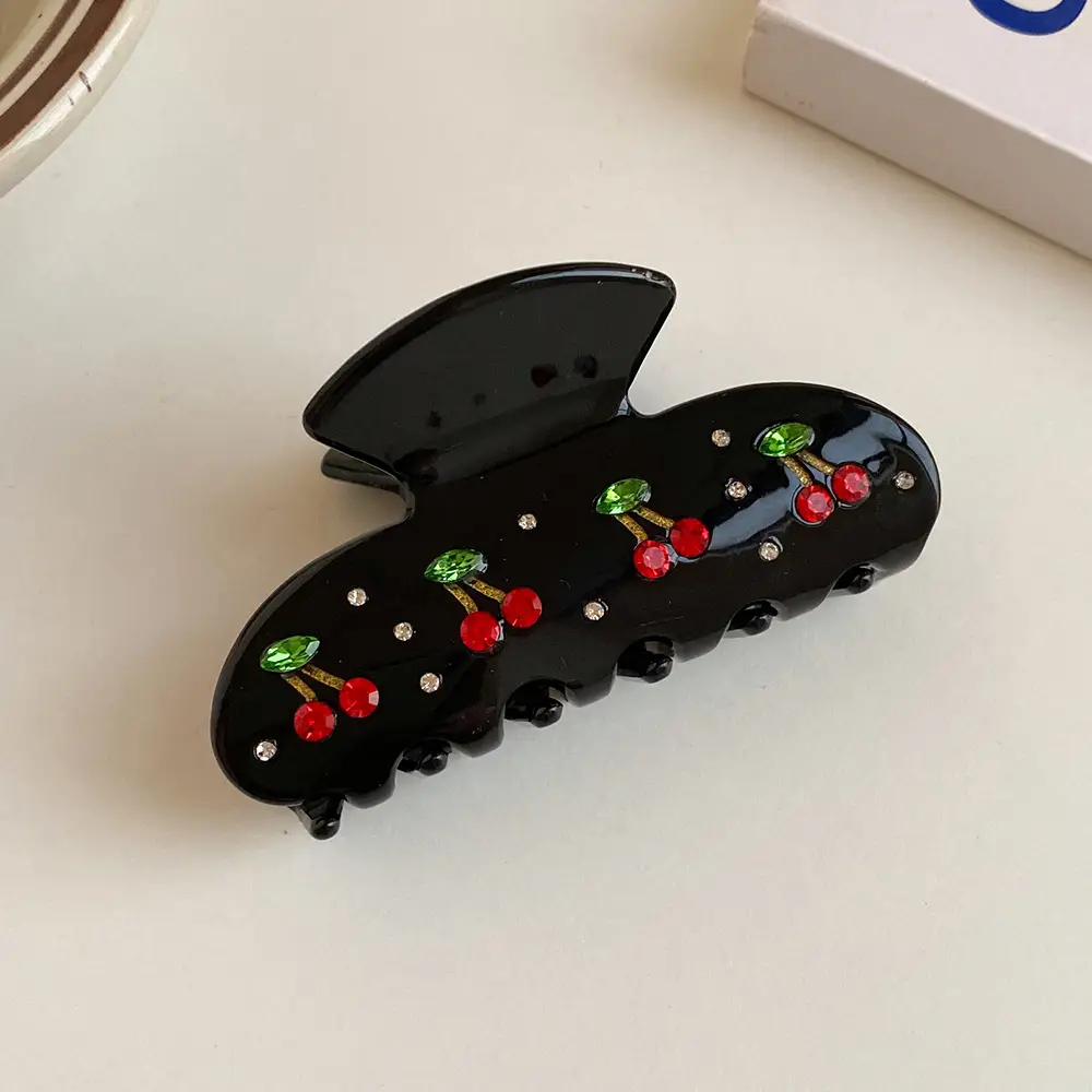 French Style Cherry Hairpin with Acetate Grip - Image 3