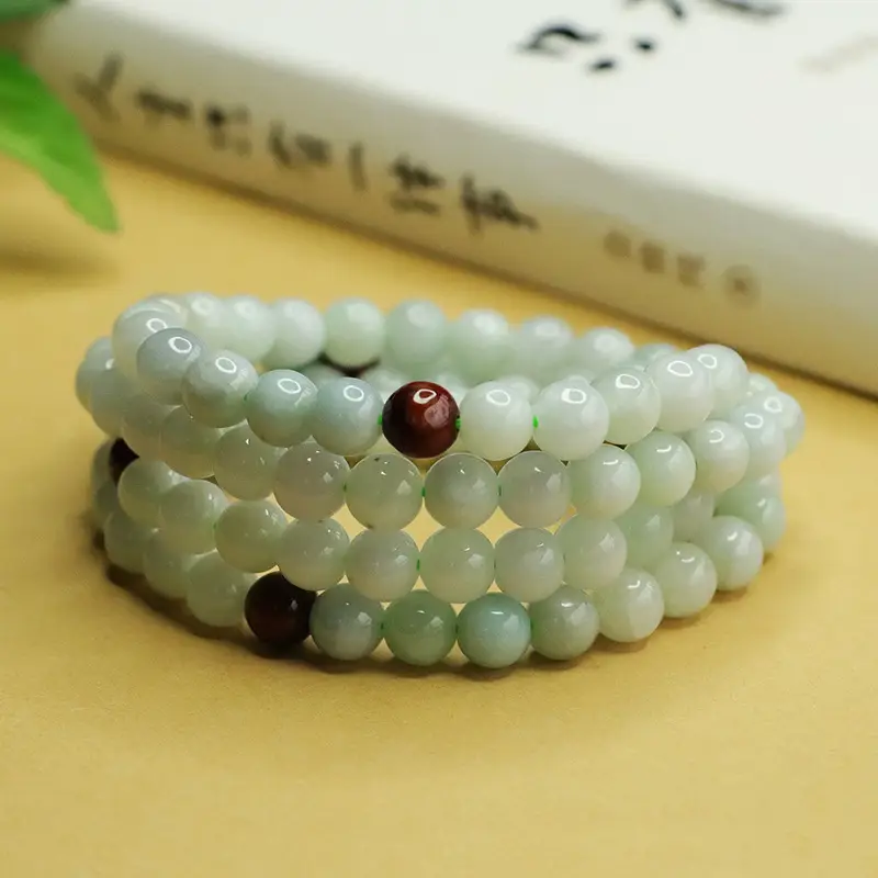Aiyu Natural Burmese Jade Necklace with Red Beads — feature 1