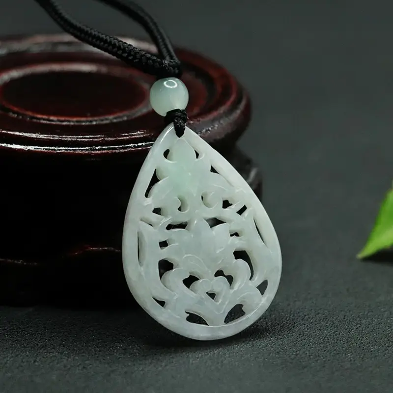 Ayu Natural Burmese Jade Pendant Water Drop Necklace for Women - Image 4