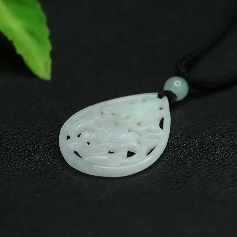 Ayu Natural Burmese Jade Pendant Water Drop Necklace for Women - Image 5