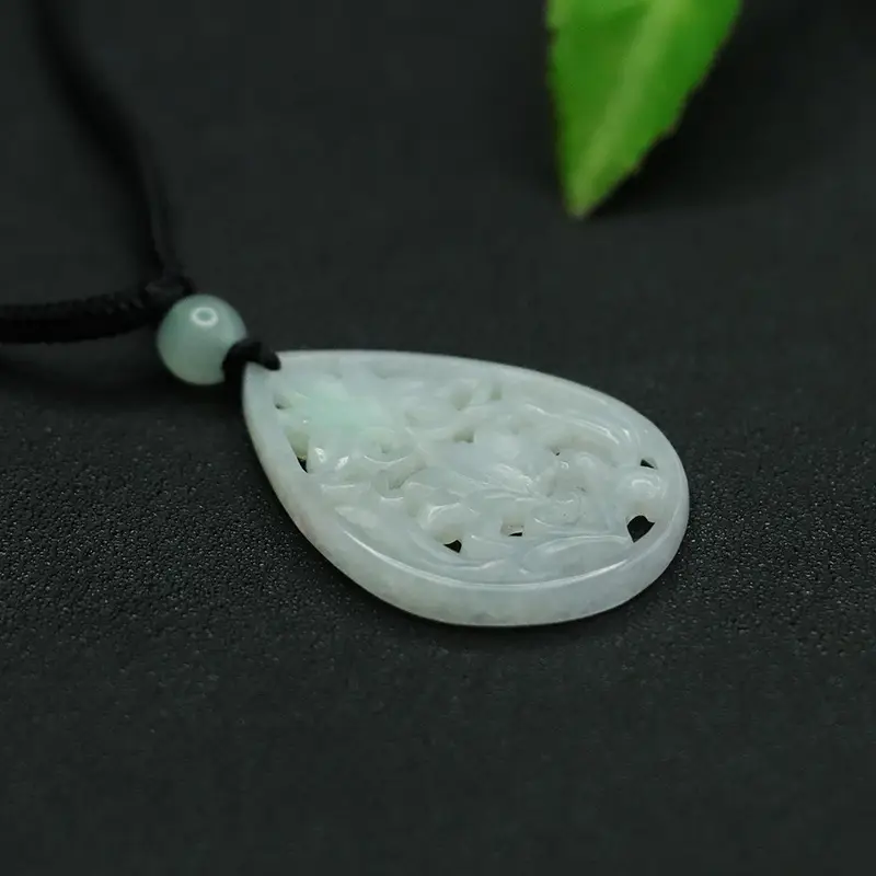 Ayu Natural Burmese Jade Pendant Water Drop Necklace for Women — feature 11
