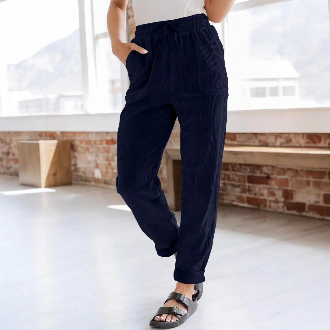 Women's 2023 Corduroy Casual Pants Solid Beige - Image 6