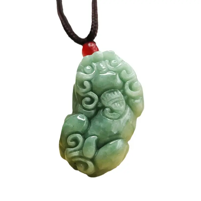 Aiyu Natural Jade Pixiu Amulet Necklace Green - Image 6