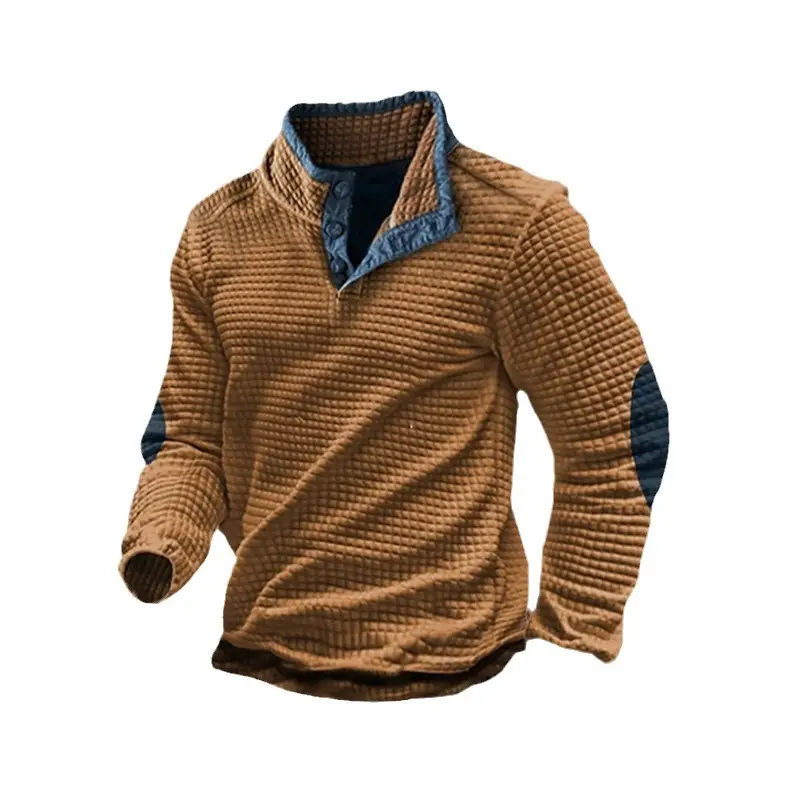 Men's Waffle Knit Collar Sweatshirt Green - Image 5