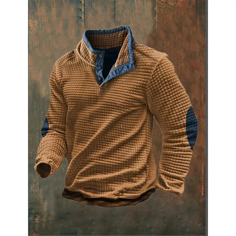 Men's Waffle Knit Collar Sweatshirt Green — feature 1