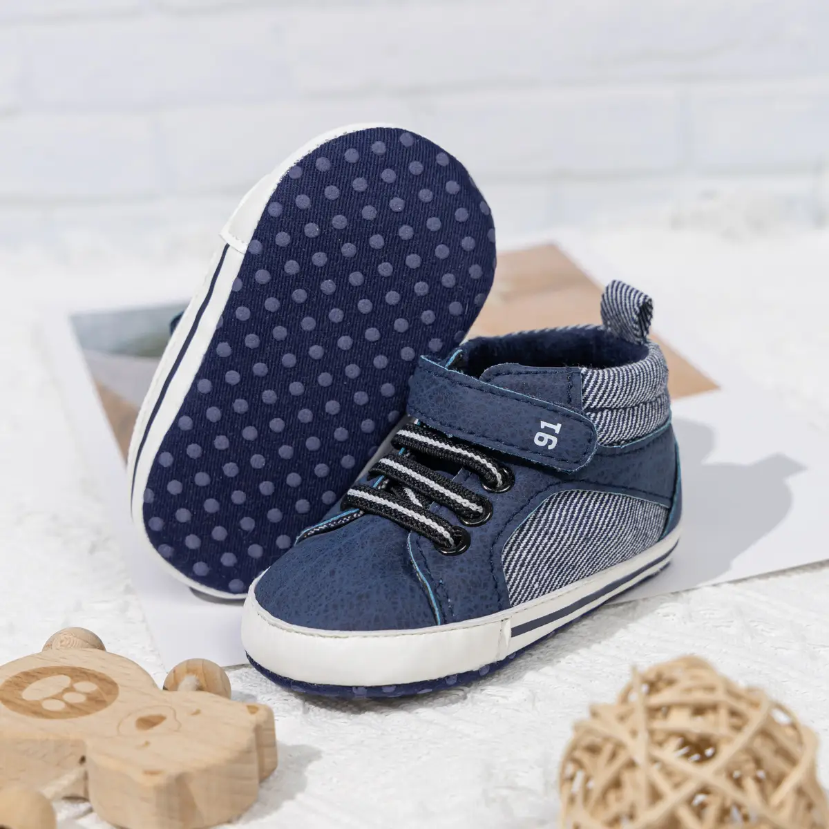 White PU Strap High-Top Baby Shoes for Toddlers