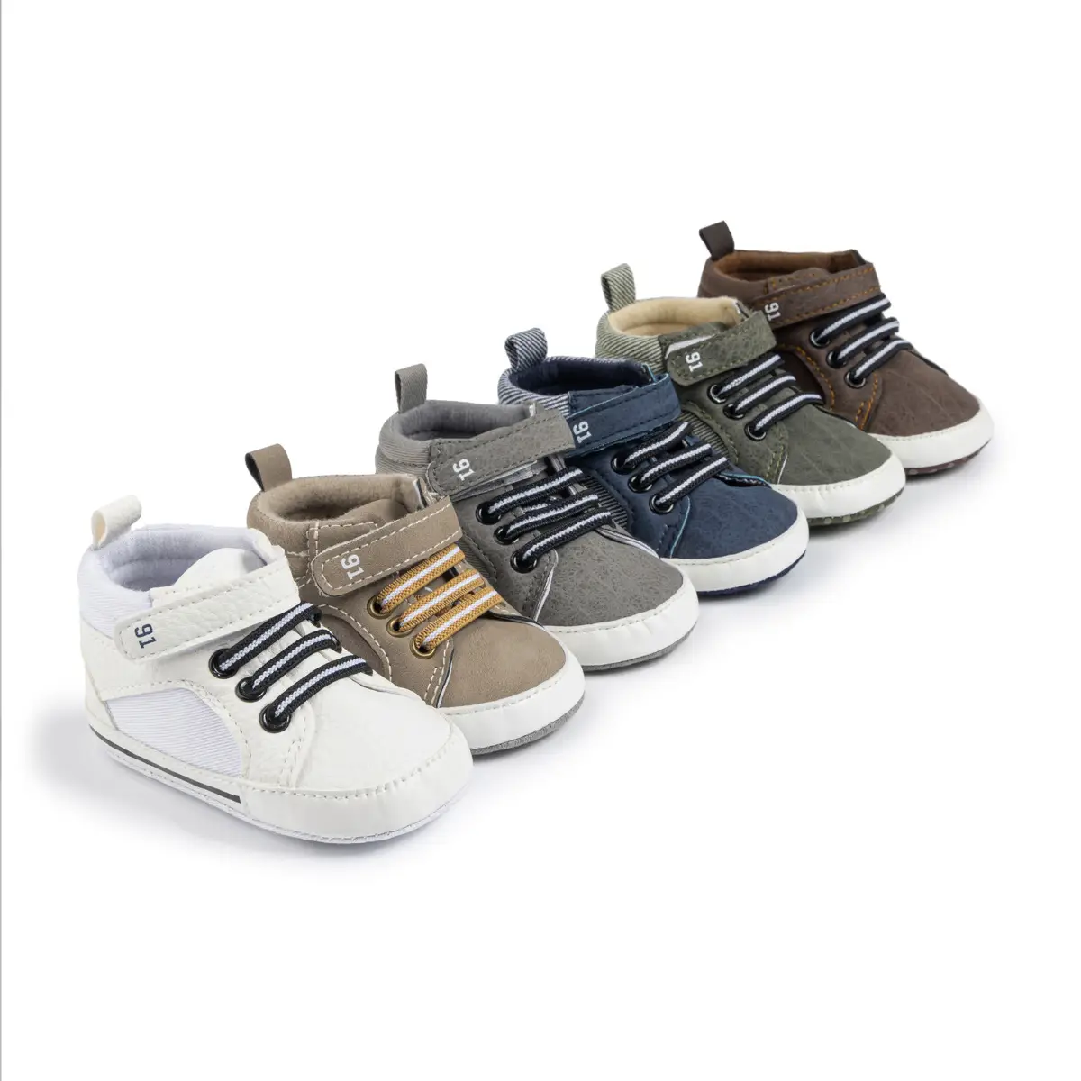 White PU Strap High-Top Baby Shoes for Toddlers
